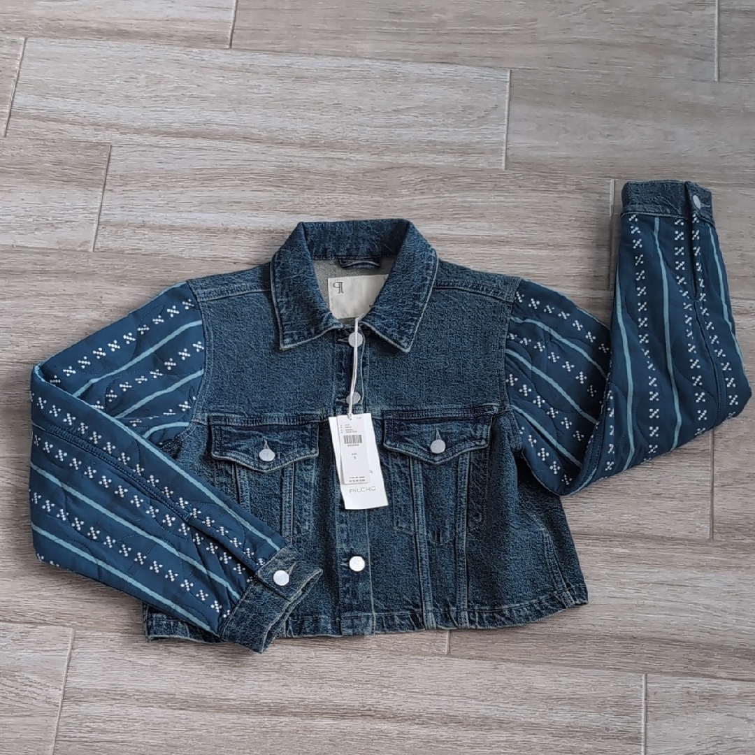 Nwt Pilcro Crafted Sleeve Cropped Denim Jacket